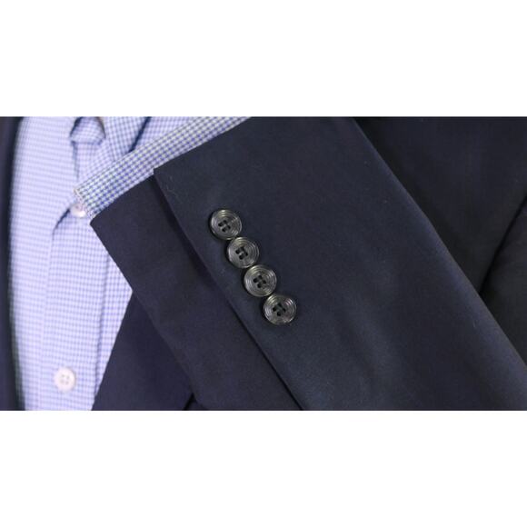 Saks Fifth Avenue Men's Modern Fit Solid Navy Blue 120's Wool Blazer Jacket 42L - Picture 6 of 10